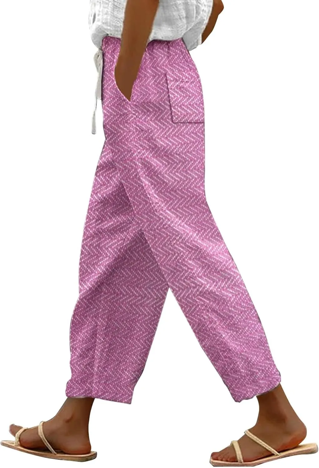Women's Linen High Waisted Straight Pants Long Pants Beach Leisure Trousers Linen Women Linen Palazzo Pants Straight