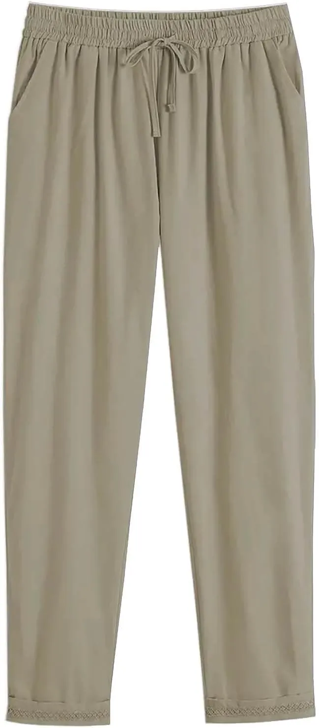 Women's Linen High Waisted Straight Pants with Pocket Long Pants Linen Pants for Women Green Pants Women Linen