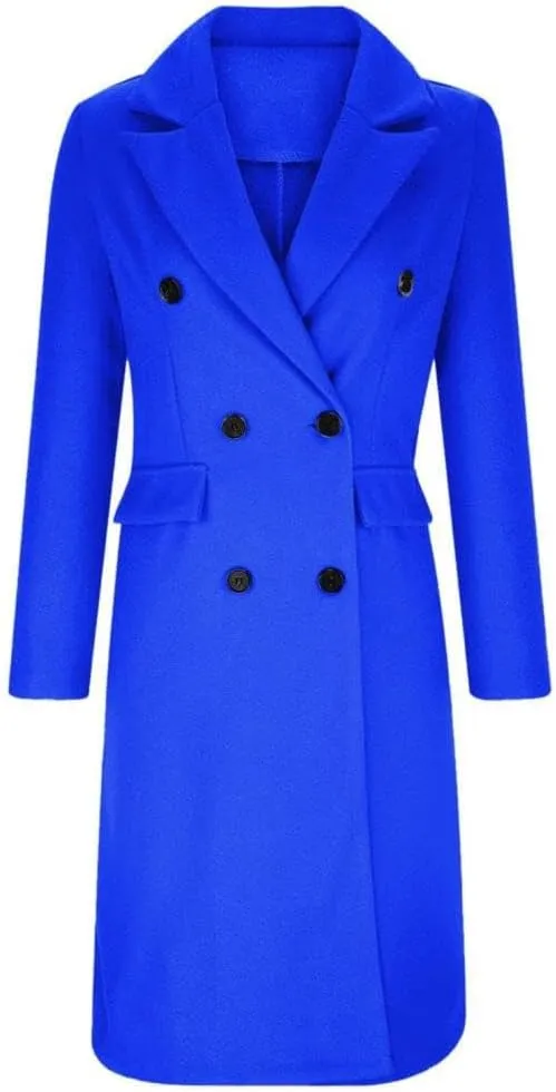 Womens Long Wool Coat Double Breasted Trench Coat Fall Winter Clothes