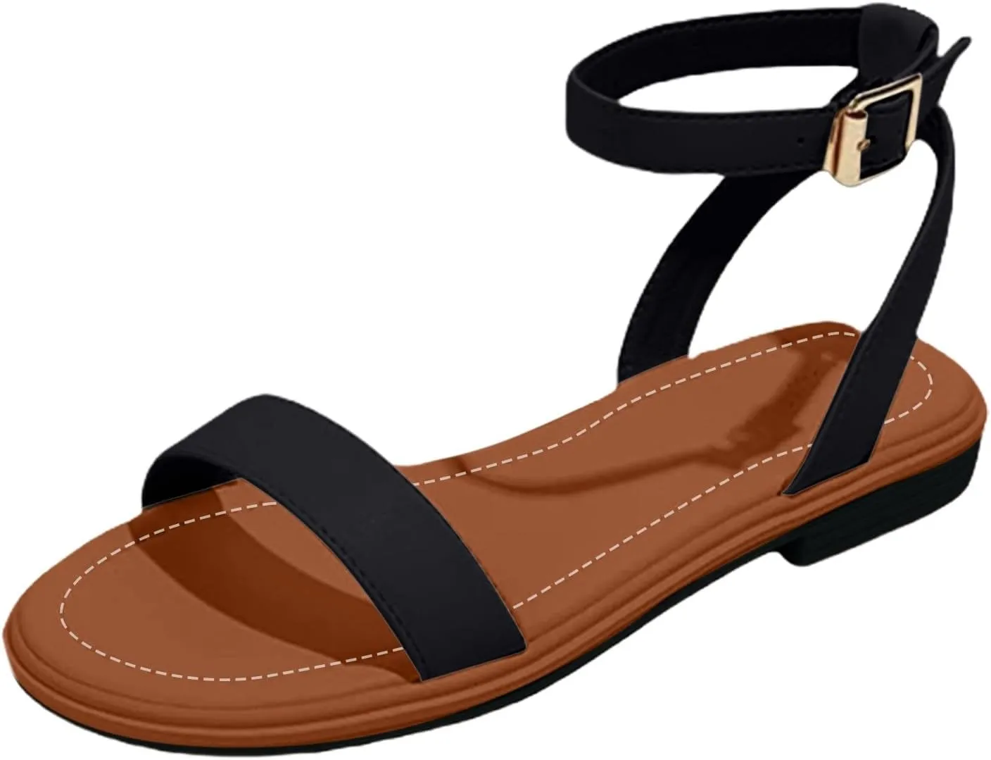 Women's Low Heel Strappy Sandals Elastic Ankle Strap Adjustable Buckle Dress Shoes Summer Slip On Beach Sandals