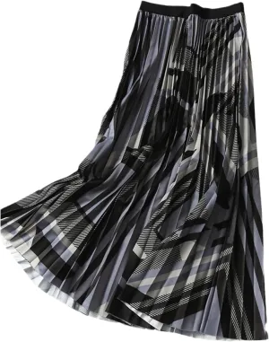 Women's Midi Pleated Skirt Spring Summer Collection Korean Style High Waist A-Line