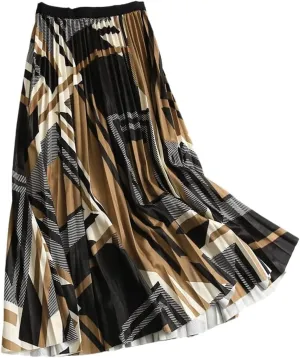 Women's Midi Pleated Skirt Spring Summer Collection Korean Style High Waist A-Line
