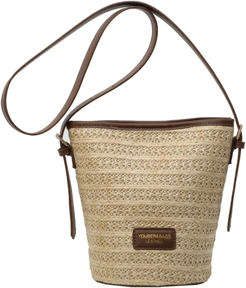 Womens Mini Straw Cross-body Bag Summer Beach Bucket Bag Woven Rattan Clutch Handbag Causal Travel Hobo Purse 2025