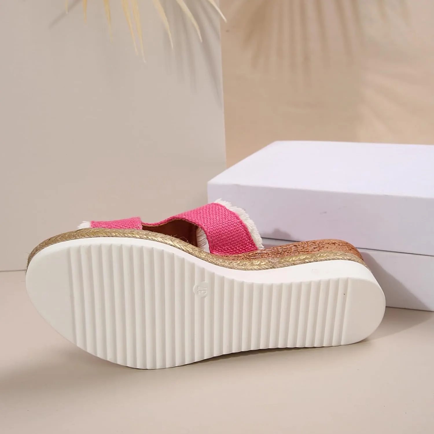 Women's Orthopedic Arch Support Platform Wedge Sandals 2025 Open Toe Slip-On Slides Wedge Heel Platform Comfortable Woven Espadrilles Slippers Wide Width Walking Dress Shoes for Party