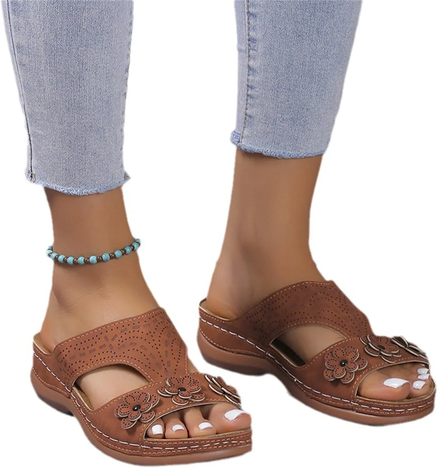 Womens Orthopedic Sandals Comfortable Dressy Arch Support Open Toe Slippers Flat Thong Sandals