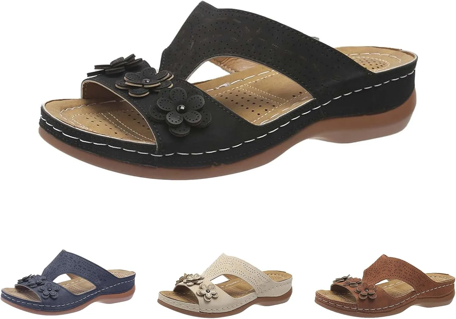 Womens Orthopedic Sandals Comfortable Dressy Arch Support Open Toe Slippers Flat Thong Sandals