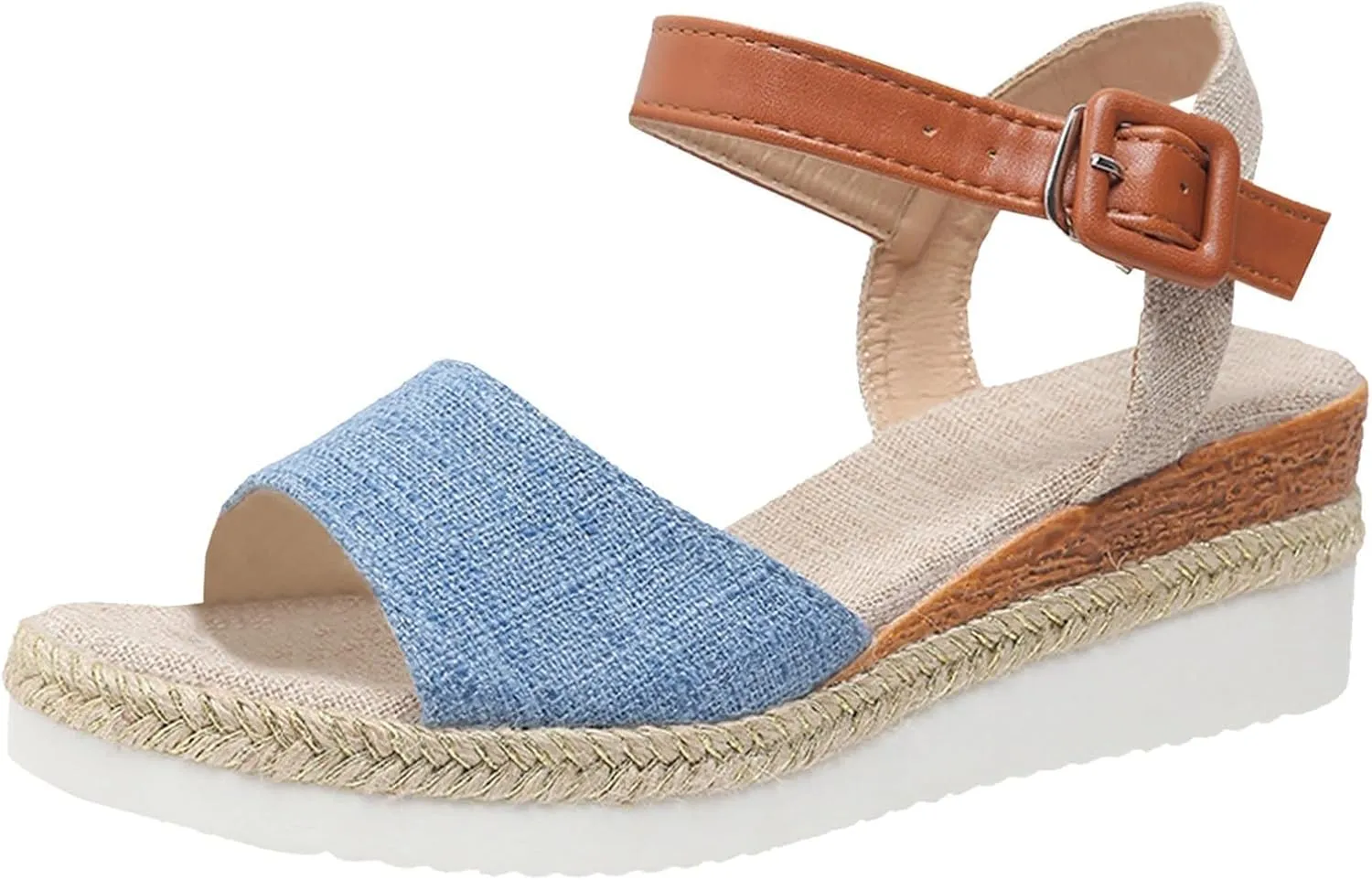 Womens Orthopedic Sandals with Arch Support Open Toe Ankle Strap Espadrilles Platform Wedge Sandals Dressy Summer Beach Casual Slip On Walking Slippers Comfortable Outdoor Shoes