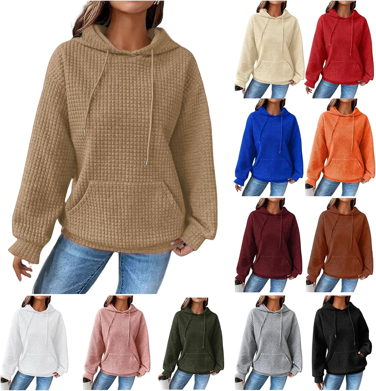 Womens Oversized Hoodies Casual Long Sleeve Drawstring Hooded Sweatshirts Loose Fit Pullover Tops with Pocket