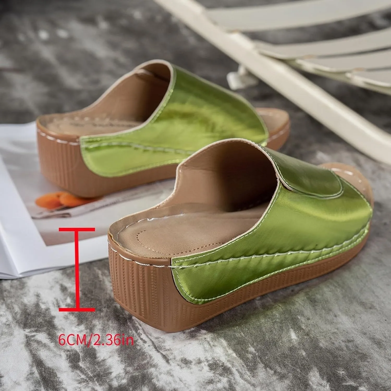 Women's Platform & Wedge Sandals Arch Support Orthopedic Sandals Slippers Summer Leather Slip on Platform Sandal Open Toe Wide Width Comfortable Slides Walking Slippers Shoes