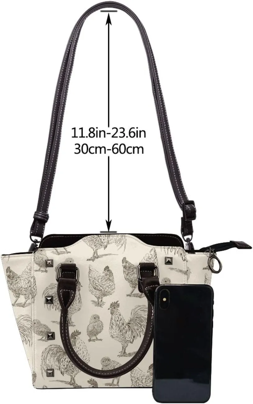 Women's PU Leather Shoulder Bag Handbag Shopping Purse Handle Satchels Studded Totes Clutch Bag