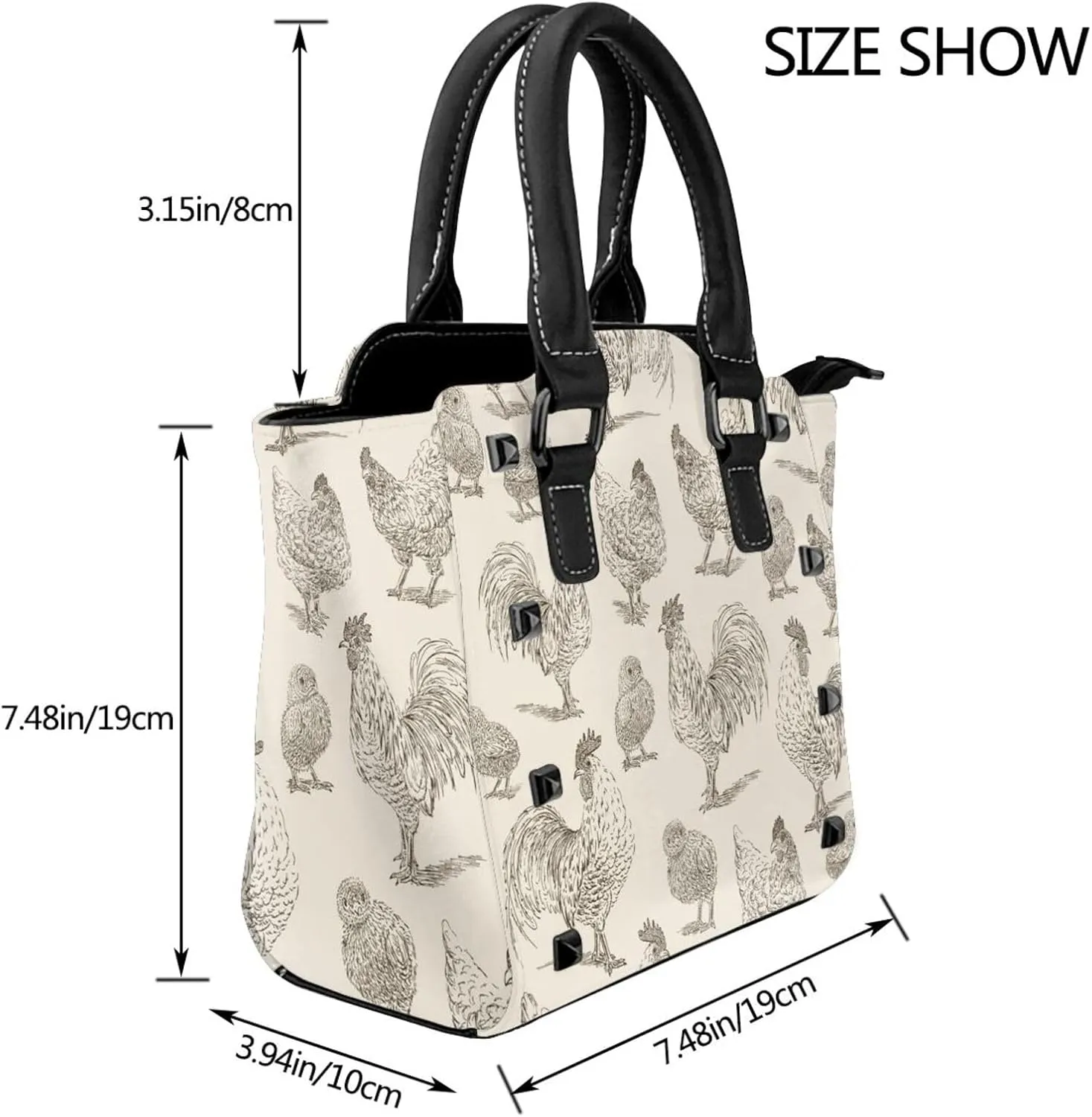 Women's PU Leather Shoulder Bag Handbag Shopping Purse Handle Satchels Studded Totes Clutch Bag