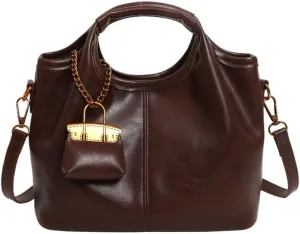 Women's Retro Satchel Handbag Set, 2 Pieces, Top Handle with Detachable Strap