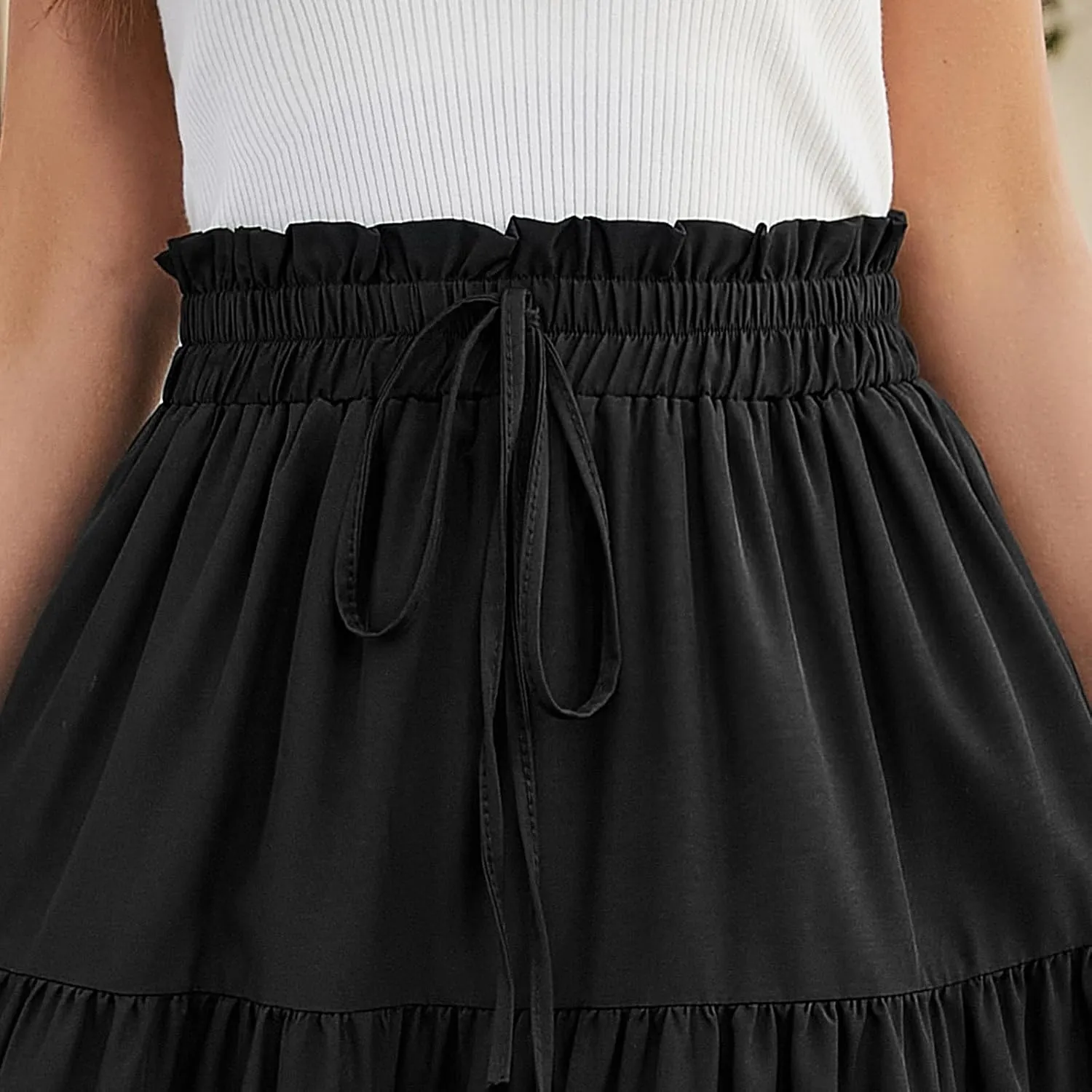 Women's Skirts Women's Summer Comfy Causal Elastic High Waisted Skirts Casual Floral Print A Line Skirt