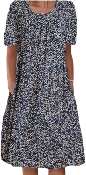 Womens Summer Boho Dress Beach Vacation Casual Loose Floral Plus Size Cotton Midi Dress with Pockets