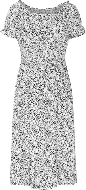Womens Sundress Summer Casual Floral Midi Dress Ruffle Short Sleeve Crew Neck A-line Flowy Boho Dresses