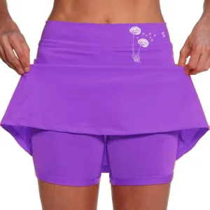 Womens Tennim Shirt Tummy Control Double Layer High Waisted Skorts Stretchy Baggy Breathable Comfy Skirts with Pckets