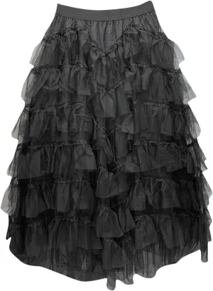 Women's Tulle Skirts Maxi Elastic Waist Cake Layered Ruffles Mesh Long Tiered Skirt Flowy A-Line Party Tutu Skirts
