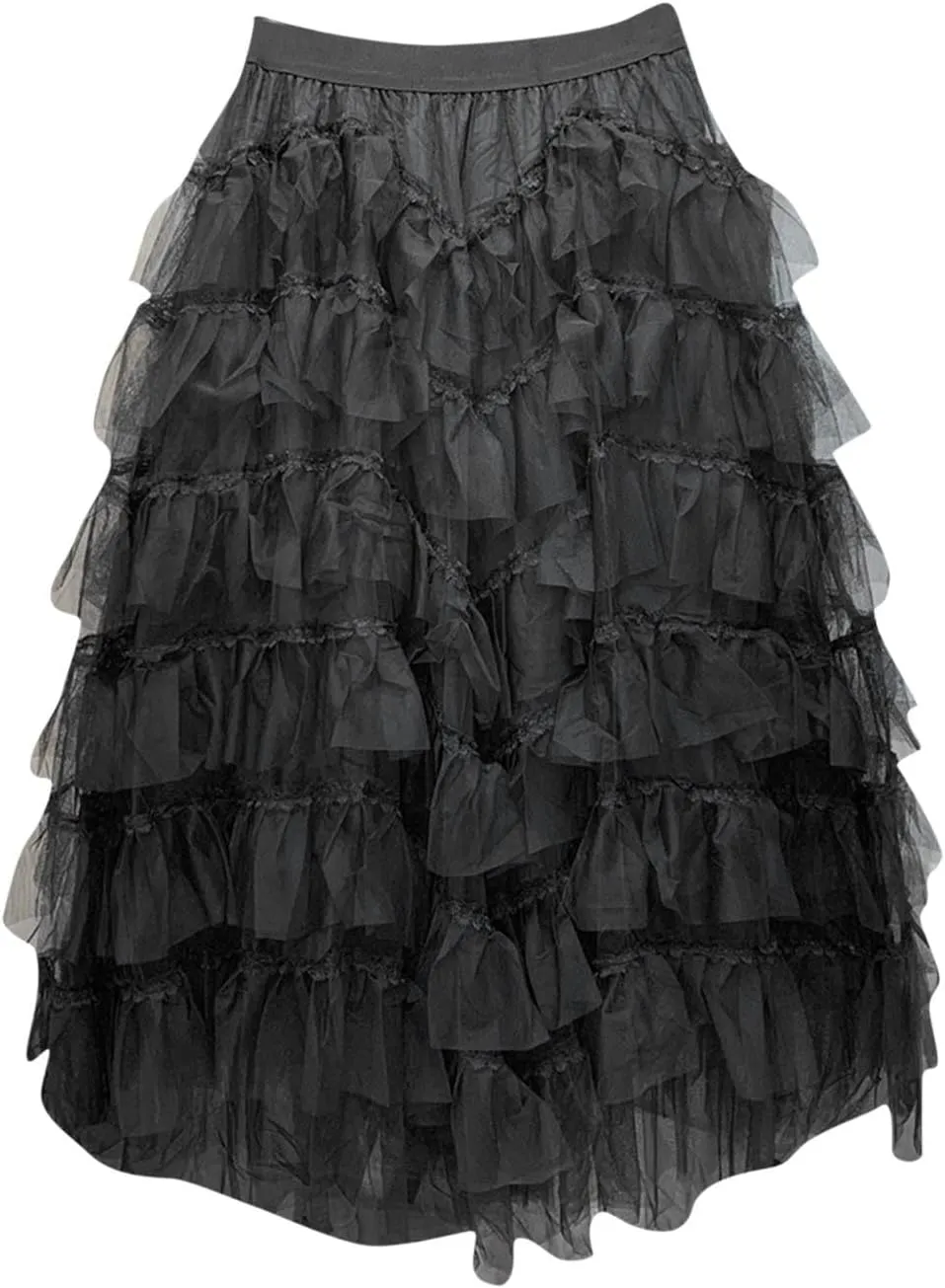 Women's Tulle Skirts Maxi Elastic Waist Cake Layered Ruffles Mesh Long Tiered Skirt Flowy A-Line Party Tutu Skirts