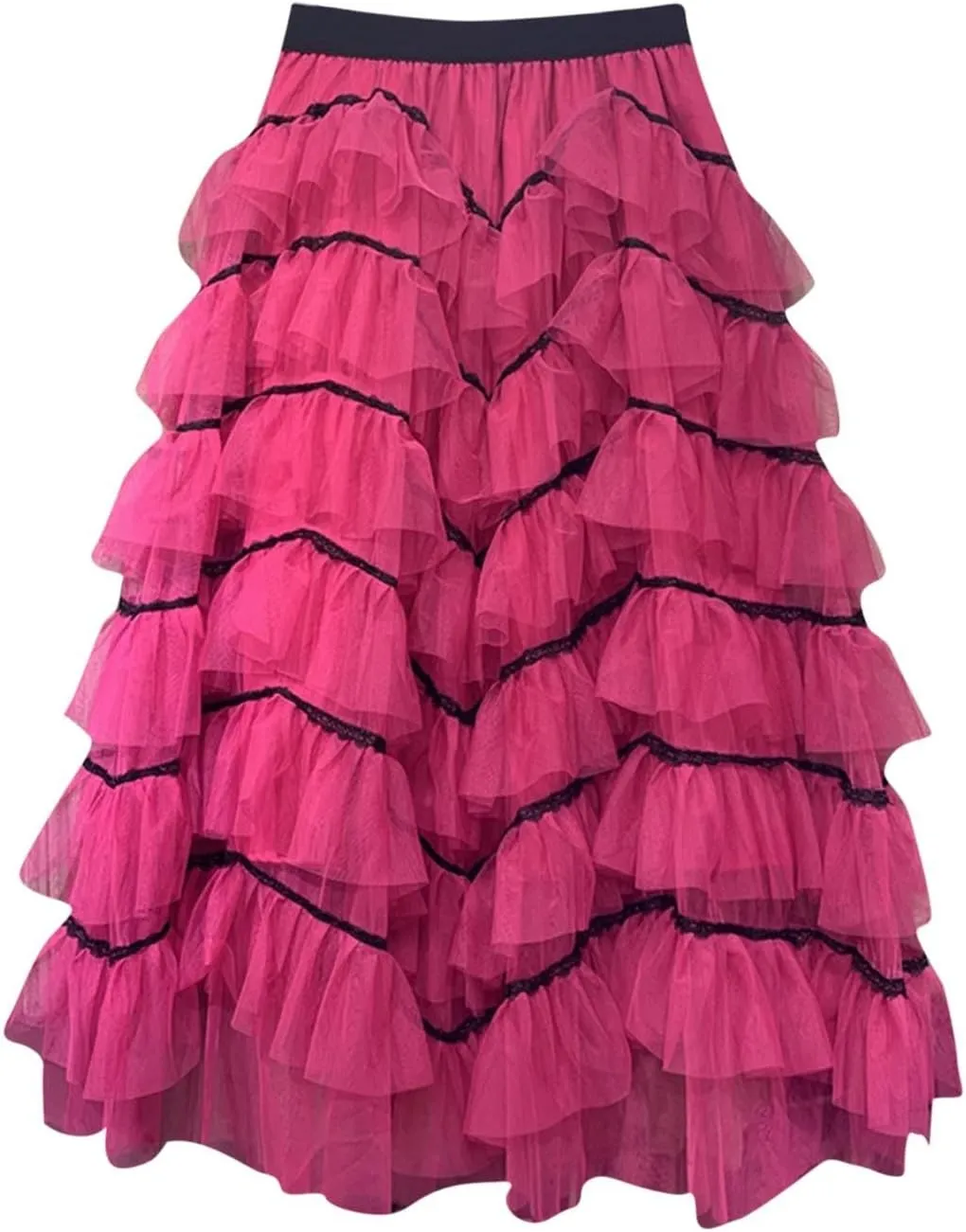 Women's Tulle Skirts Maxi Elastic Waist Cake Layered Ruffles Mesh Long Tiered Skirt Flowy A-Line Party Tutu Skirts