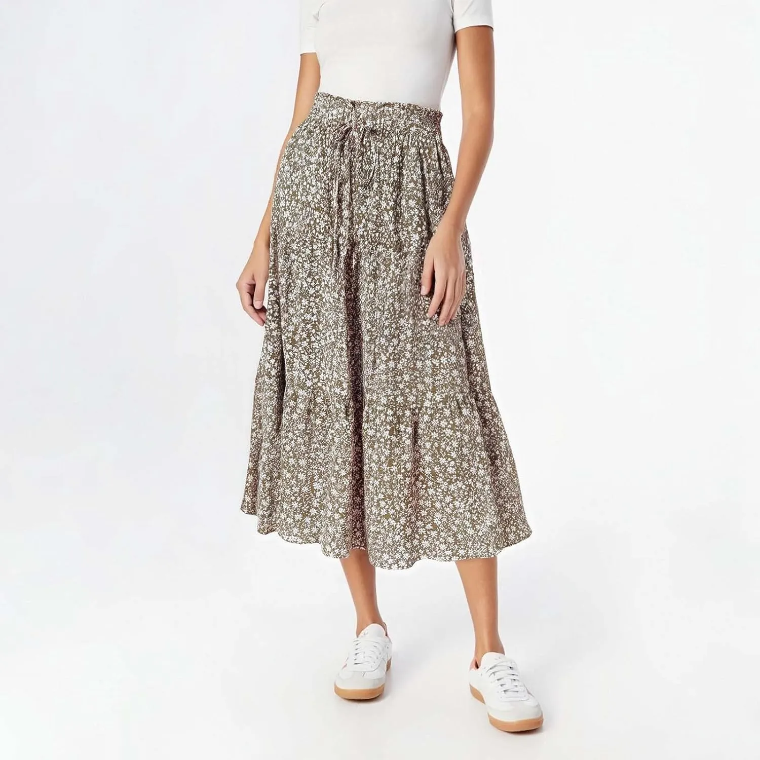 Women's Vacation Skirts Boho Elastic Waist Drawstring Comfortable Skirt High Waisted Lightweight Casual Summer Skorts