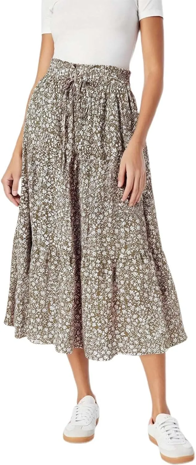 Women's Vacation Skirts Boho Elastic Waist Drawstring Comfortable Skirt High Waisted Lightweight Casual Summer Skorts