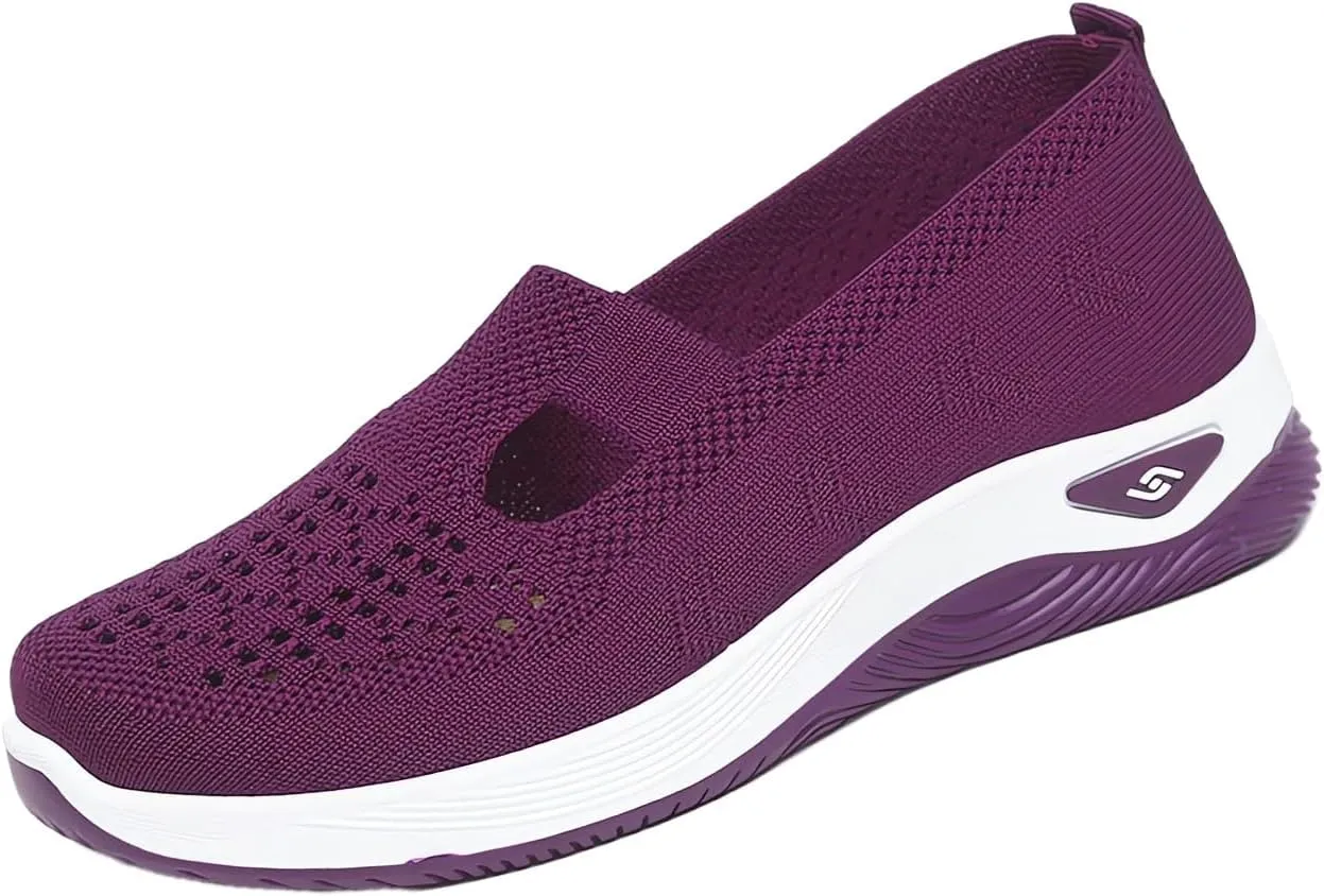 Women's Woven Orthopedic Breathable Soft Shoes Summer Casual Shoes Lightweight Mesh Ballet Nurse Slippers Diabetic Memory Foam Shoes Arch Support Slip in Walking Sneakers