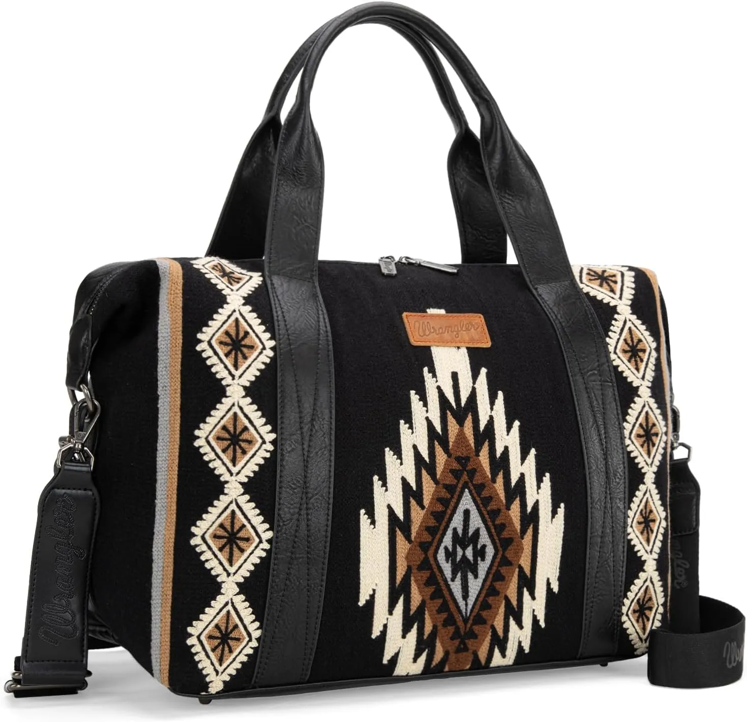 Wrangler Duffel Bag for Women Large Travel Weekender Bag Designer Tapestry Carry On Bags, Black