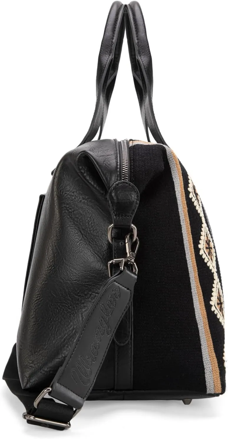 Wrangler Duffel Bag for Women Large Travel Weekender Bag Designer Tapestry Carry On Bags, Black