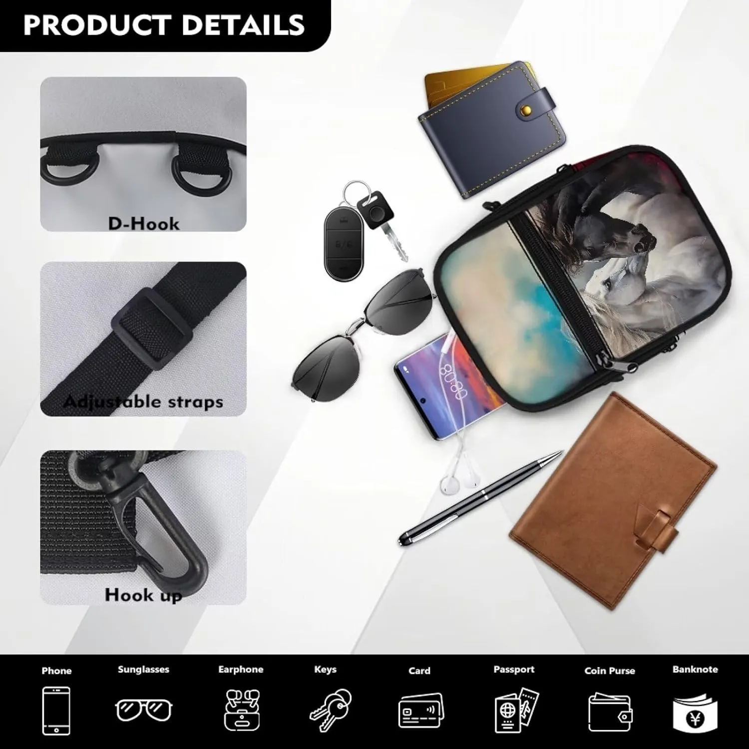 Xpyiqun Phone Purse for Women Small Crossbody Bags Travel Messenger Bag Zipper Pocket Cross Body Pouch