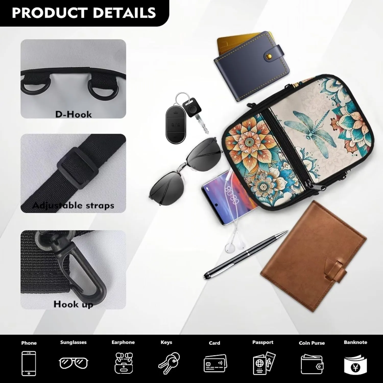 Xpyiqun Phone Purse for Women Small Crossbody Bags Travel Messenger Bag Zipper Pocket Cross Body Pouch