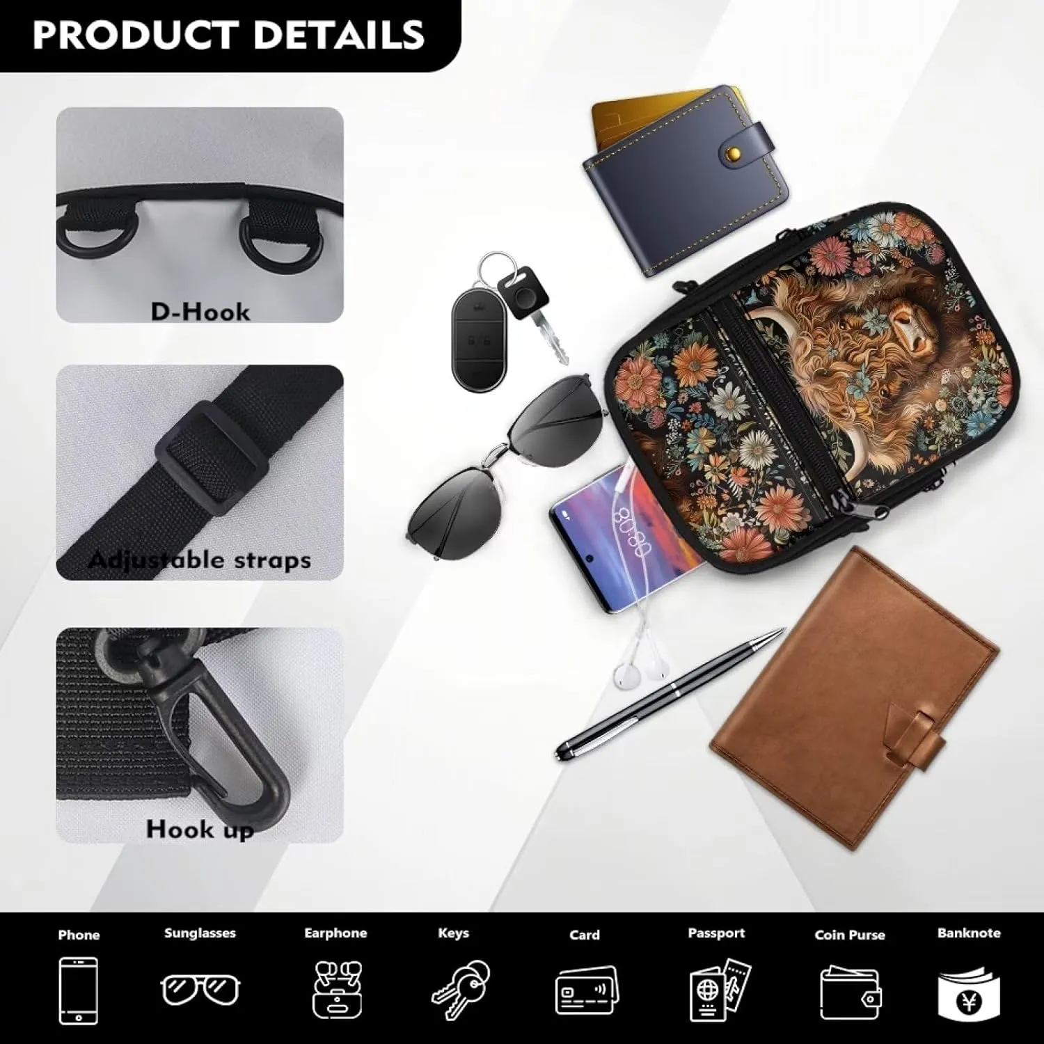 Xpyiqun Purses for Women Crossbody Bag Small Sling Shoulder Bag Lightweight Messenger Bag Cross Body Pouch Phone Purse