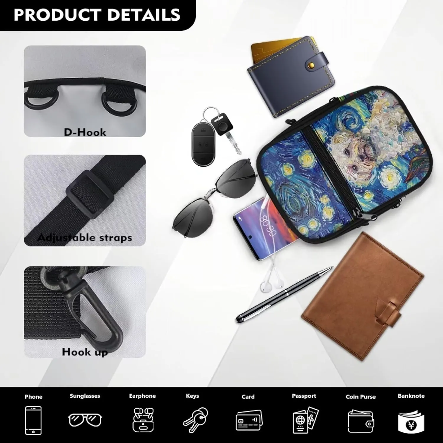 Xpyiqun Sling Bag for Women Crossbody Purse Small Travel Anti Theft Messenger Bag Zipper Cellphone Purses