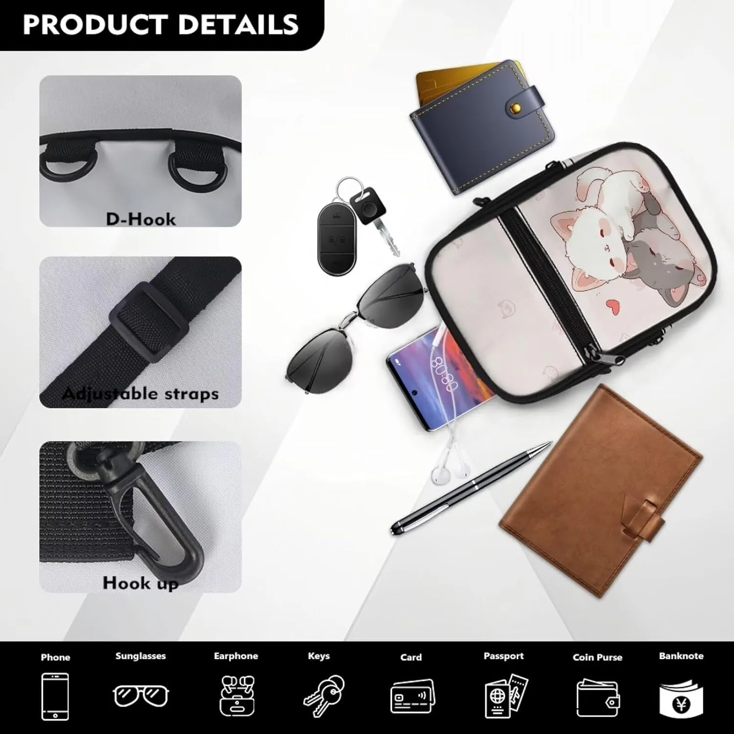 Xpyiqun Sling Bag for Women Crossbody Purse Small Travel Anti Theft Messenger Bag Zipper Cellphone Purses