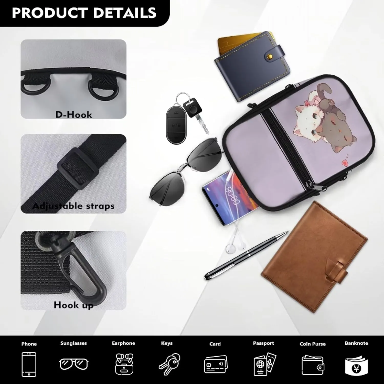 Xpyiqun Small Sling Bag for Women Crossbody Bags Zipper Cross Body Purses Casual Sport Messenger Bag