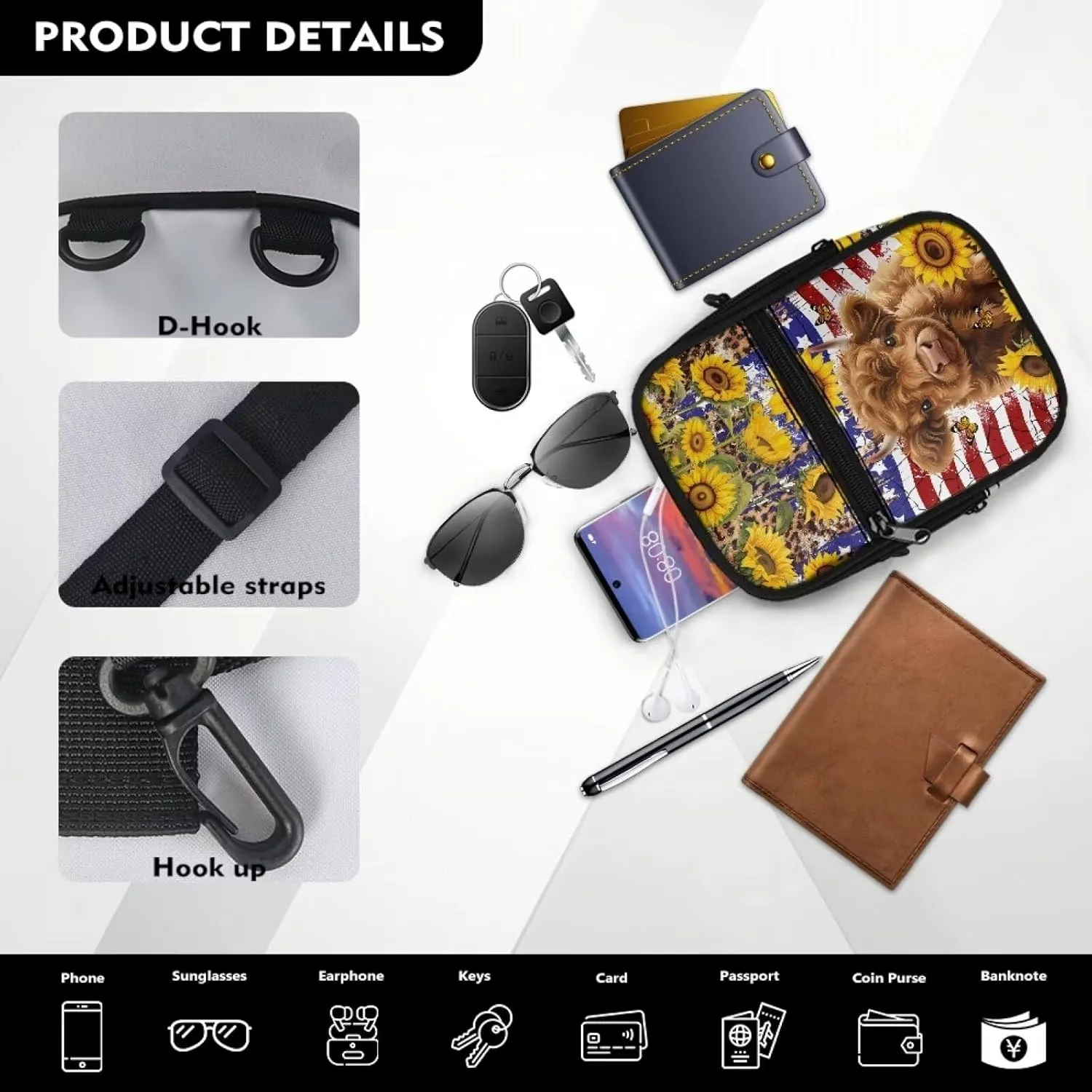 Xpyiqun Small Sling Bag for Women Crossbody Bags Zipper Cross Body Purses Casual Sport Messenger Bag