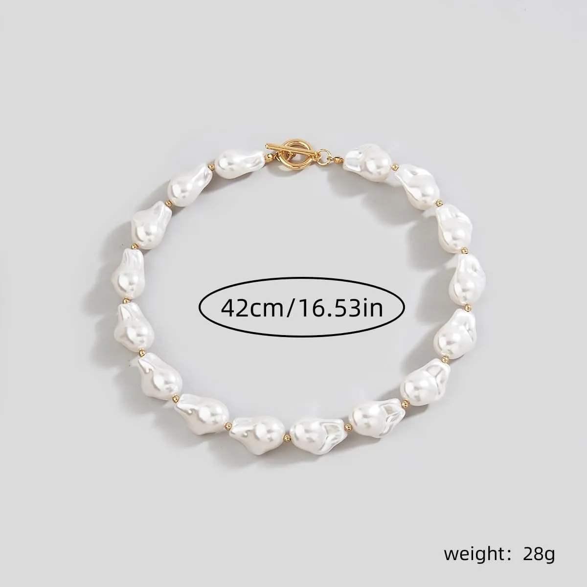 Y 14K Gold Plated Pearl Necklace - Dainty Gold Beaded Pearl Choker Chain Necklace for Women - Prom, Wedding, Bridal, Bridesmaid Jewelry