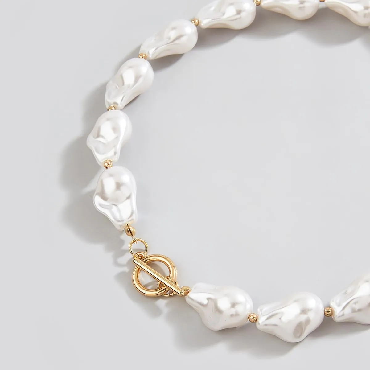 Y 14K Gold Plated Pearl Necklace - Dainty Gold Beaded Pearl Choker Chain Necklace for Women - Prom, Wedding, Bridal, Bridesmaid Jewelry