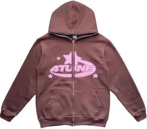 Y2K Hoodie Women Men Zip Up Grunge Aesthetic Hoodies Casual Vintage Oversized Pullover Sweatshirt Harajuku Jacket