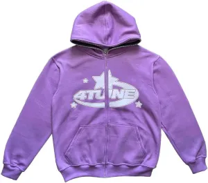 Y2K Hoodie Women Men Zip Up Grunge Aesthetic Hoodies Casual Vintage Oversized Pullover Sweatshirt Harajuku Jacket