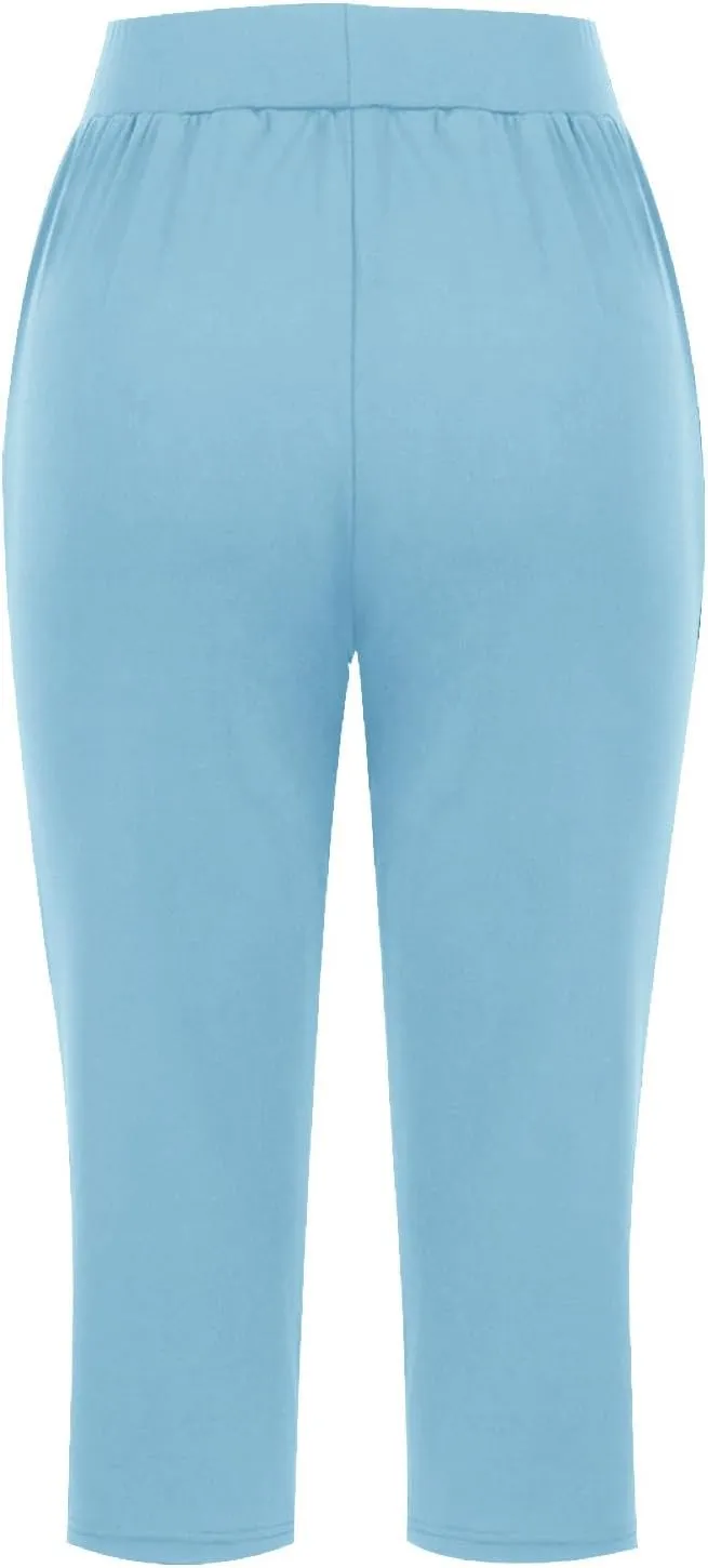 Yoga Capri Pants for Women High Waisted Loose Fitting Capri Wide Leg Pants Capri Pants for Dressy Casual Sweat Capris