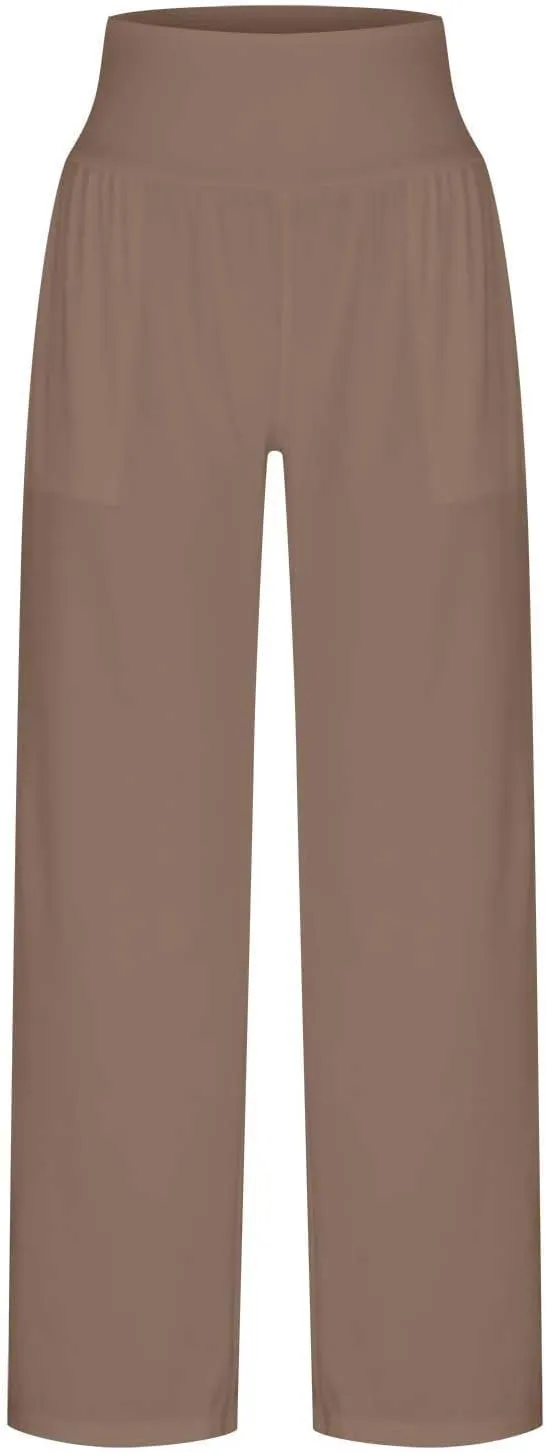 Yoga Pants with Pockets for Women Tummy Control Leggings Casual Joggers Pants Solid Color Pants Comfy Fashion Pants