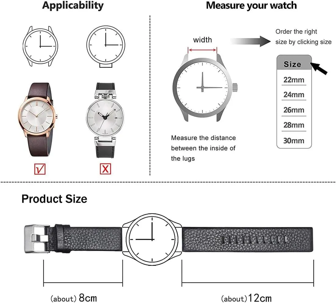 ZHUOLEI Diesel Calfskin Leather Watch Band Litchi Pattern Strap with Tool 22mm 24mm 26mm 28mm 30mm Replacement for Men's Diesel Watches