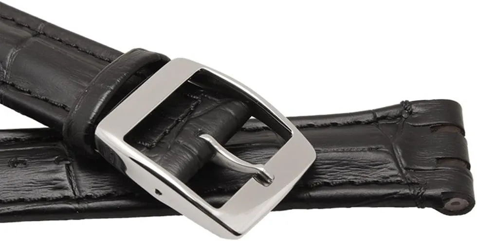 ZHUOLEI Swatch Alligator Grain Cow Leather Stainless Steel Buckle Watch Band Strap with Tool Watch Width 17mm 9mm Replacement for Men's Swatch Watches